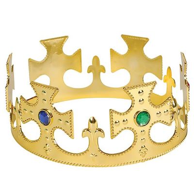 The Dreidel Company Adjustable Gold Jeweled Crown Birthday Party Plastic Crowns, Party Supplies, Gatherings, & Events (3-Pack)