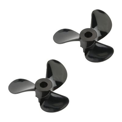 Bettomshin 2 Pair Three Blade Propeller for Ship Model Rc Boat Propeller Black Plastic Forward Reverse Propeller, 28mm Diameter, 3mm Hole Dia
