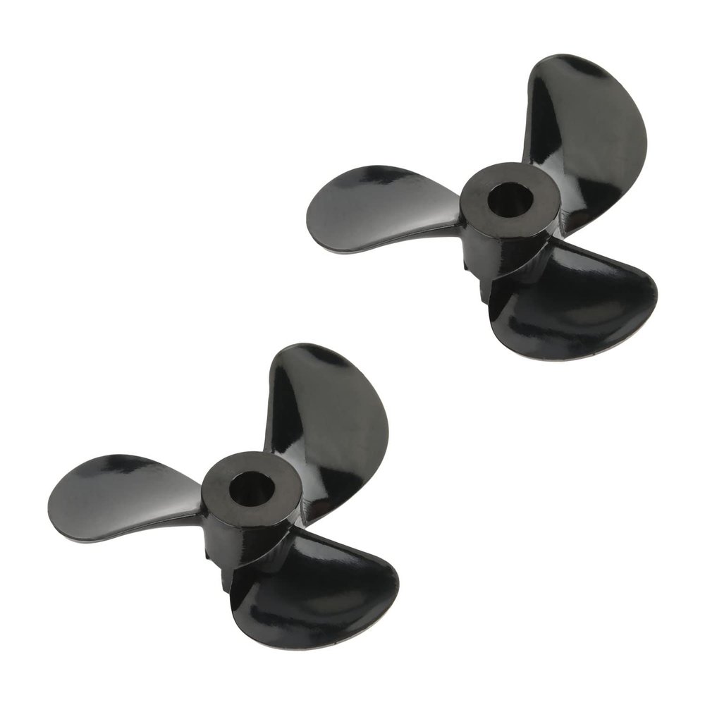 Bettomshin 2 Pair Three Blade Propeller for Ship Model Rc Boat Propeller Black Plastic Forward Reverse Propeller, 28mm Diameter, 3mm Hole Dia