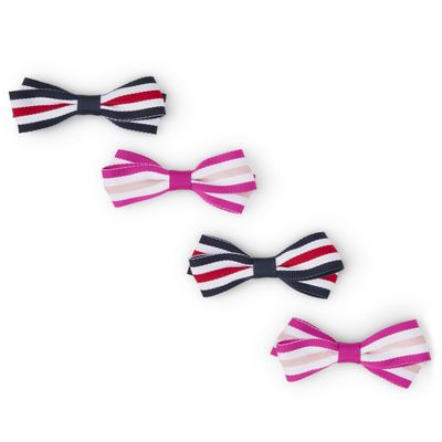 Gymboree Girls and Toddler Headbands and Hair Accessories, Magenta Stripe/Navy Stripe Bow 4 Pack, One Size