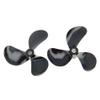 Bettomshin RC Boat CW CCW Propeller 4mm Shaft 3 Vanes 48mm 9.25 P/D Fan Shape Pastic Black Rotating Propeller Props for RC Boat, 2 PairPositive Oar view 4
