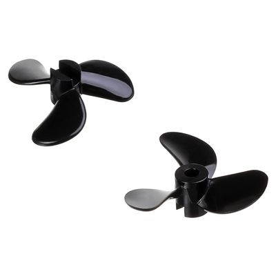 Bettomshin RC Boat CW CCW Propeller 3mm Shaft 3 Vanes 32mm 5.1 P/D Fan Shape Pastic Black Rotating Propeller Props for RC Boat, 2 PairReverse Paddle