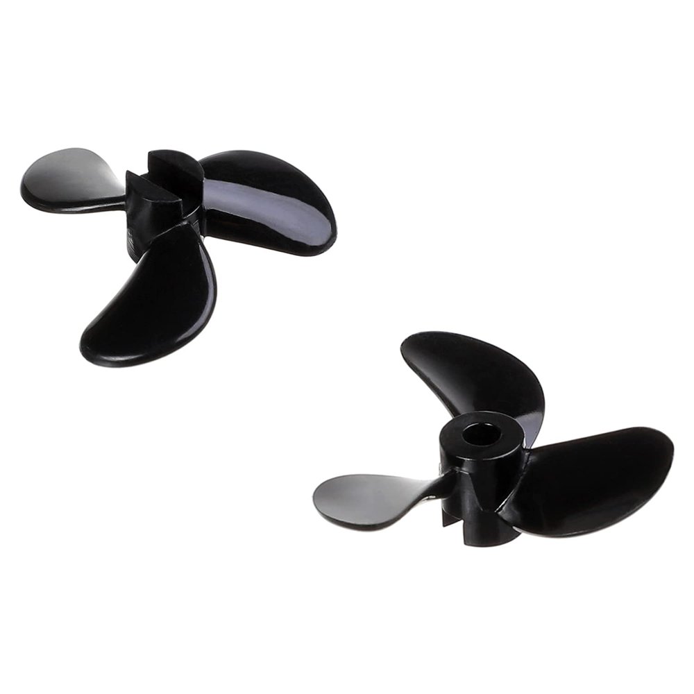 Bettomshin RC Boat CW CCW Propeller 3mm Shaft 3 Vanes 32mm 5.1 P/D Fan Shape Pastic Black Rotating Propeller Props for RC Boat, 2 PairReverse Paddle