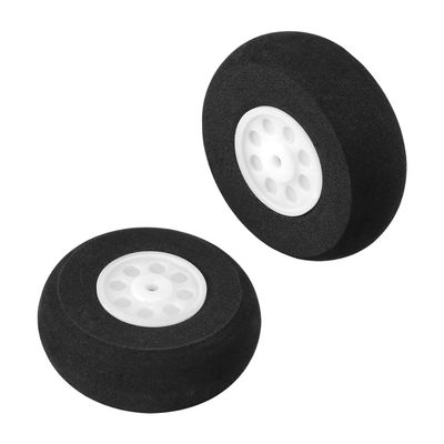 Bettomshin 2Pcs RC Model Plane Aircraft Foam Wheel Replacement Black and White 25mm Diameter 2Pcs
