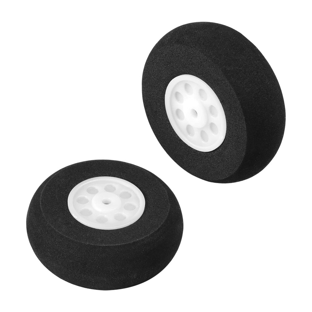 Bettomshin 2Pcs RC Model Plane Aircraft Foam Wheel Replacement Black and White 25mm Diameter 2Pcs