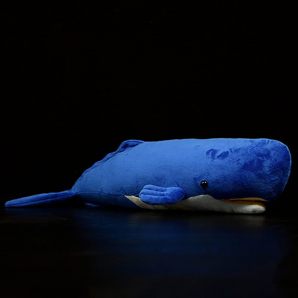 Frankiezhou Home Realistic Sperm Whale Plush Toy - Blue Long Lifelike Sperm Whale Stuffed Toys, Super Soft Sea Physeter Macrocephalus Dolls Plush Pot Toy Gift Collection for Kids, 21Inches