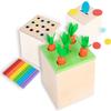Tiger Montessori Box Wooden Play Kit, 3-in-1 Activity Cube: Includes Carrot Harvest, Object Permanent Box, Coin Box - Early Development Learning for Toddlers Ages 1-3 view 1