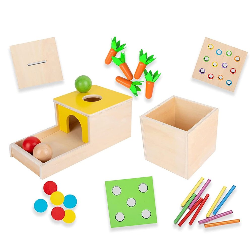 Montessori Box Play Kit, Early Child Development Learning Material for 1-3 Years Old Babies (Play Kit, 4 for 1)