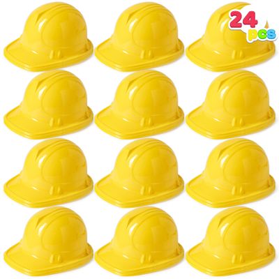 JOYIN 24 Pcs Toy Construction Hard Hats, Soft Plastic Yellow Kids Party Hat, Birthday for Construction Birthday Party, Childrens Engineer,Building Dress Up Hats, Theme Party Favors