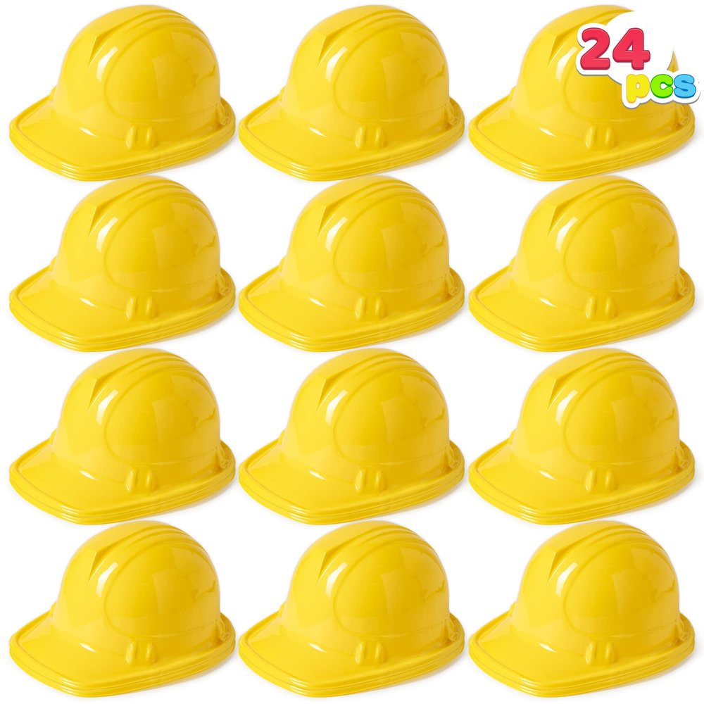JOYIN 24 Pcs Toy Construction Hard Hats, Soft Plastic Yellow Kids Party Hat, Birthday for Construction Birthday Party, Childrens Engineer,Building Dress Up Hats, Theme Party Favors
