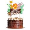 1Pcs Safari Animals Happy Birthday Cake Topper Lion Elephant Monkey Cake Picks for Baby Shower Boys Girls Safari Animal Birthday Cake Decor Jungle Animals Party Decorations view 1