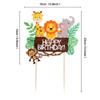 1Pcs Safari Animals Happy Birthday Cake Topper Lion Elephant Monkey Cake Picks for Baby Shower Boys Girls Safari Animal Birthday Cake Decor Jungle Animals Party Decorations view 2