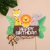 1Pcs Safari Animals Happy Birthday Cake Topper Lion Elephant Monkey Cake Picks for Baby Shower Boys Girls Safari Animal Birthday Cake Decor Jungle Animals Party Decorations view 4