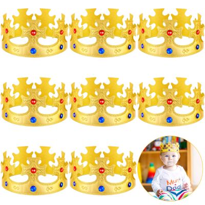 Honoson Crown 8 Pcs Kids Gold King Crowns for Boys Children Birthday Costume (Elegant Style, Royalty Theme, Children Department, Gold Color, Costume Headwear Item Type)