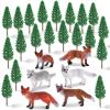 Zomiboo 26 Pcs Fox Figurines Set with Miniature Trees Arctic Red Fox Models Cake Toppers for Nature Themed Decoration and Display for Halloween Christmas Birthday Party Favors view 1