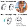 MUCAL Fidget Rings for Anxiety 8pcs Stainless Steel Spinner Ring Anti Spinning Moon Star Cool Stress Relieveing Women Men view 2