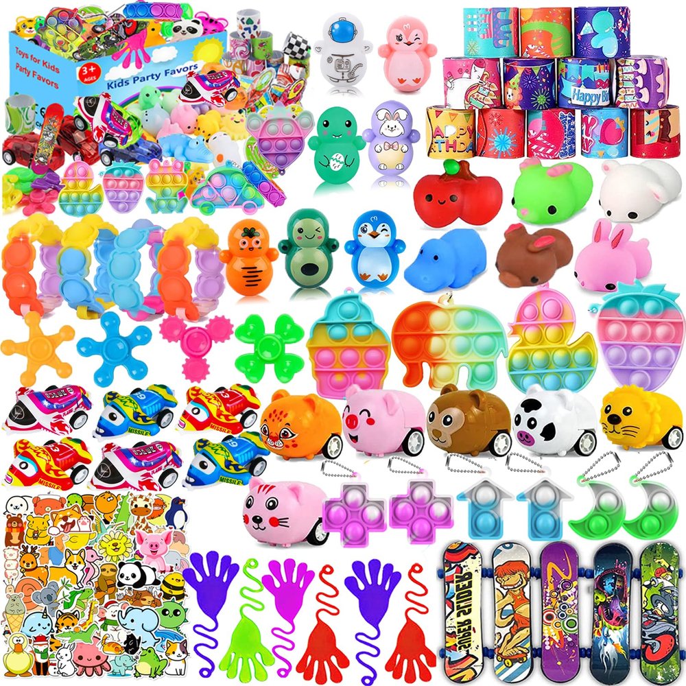 124 Pcs Party Favors for Kids 4-8, Birthday Gift Toys, Goodie Bag Stuffers, Treasure Box Carnival Prizes, Gifts Classroom, Pinata Bags Filler Boys and Girls 8-12