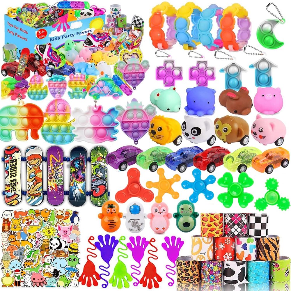 118 Pcs Party Favors for Kids 4-8, Pop Fidget Toys, Goodie Bag Stuffers, Treasure Box Toys for Classroom, Carnival Prizes, Pinata Stuffers, Goodie Bags Filler, Prize Box toys for Kids Classroom