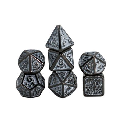 Seven Seas Pirates Metal Antique Silver and White Web Dice Set with Display Box