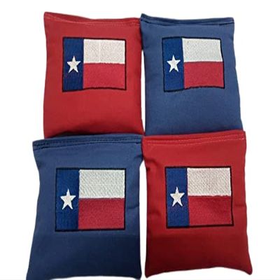 Texas Flag Cornhole Bags Regulation Corn hole Bean Bag Toss (Filling Plastic Resin)