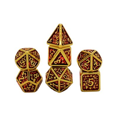 Seven Seas Pirates Metal Red and Gold Colored Dice Set with Display Box