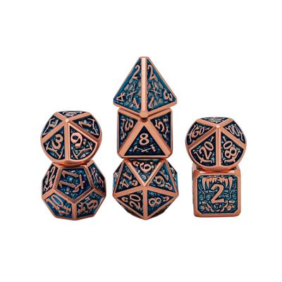 Seven Seas Pirates Metal Blue and Copper Dice Set with Display Box