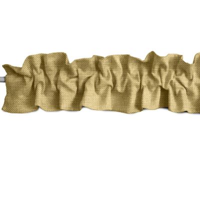 Zen Creative Designs Faux Burlap Sleeve Topper Window Valance Top Bottom Ruffle Home Dcor Bedroom Nursery Kitchen Window (144" Wide x 9" Tall, Light Gold)
