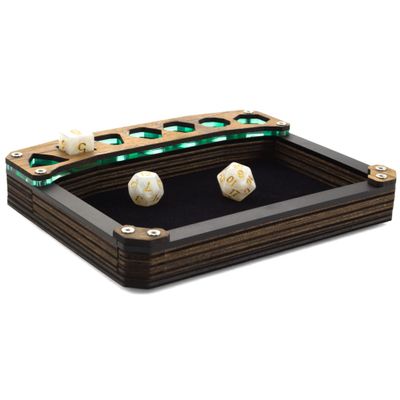 C4Labs Mini Display Dice Tray with Genuine Walnut Top Black Velvet, Teal