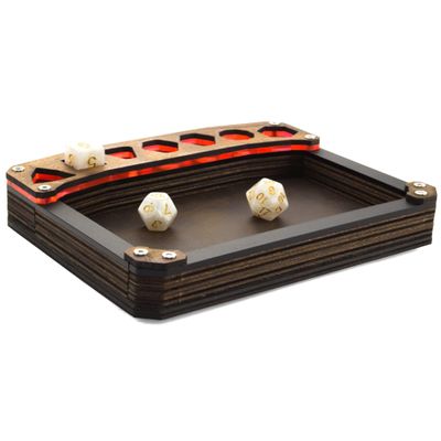 C4Labs Mini Display Dice Tray with Genuine Walnut Top Rustic Vegan Leather, Radium Pink