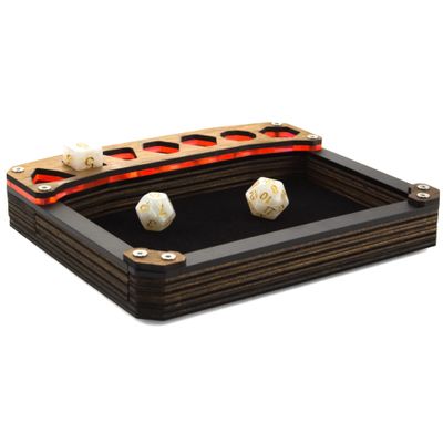 C4Labs Mini Display Dice Tray with Genuine Walnut Top Black Velvet, Radium Pink