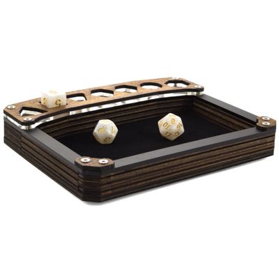 C4Labs Mini Display Dice Tray with Genuine Walnut Top Black Velvet, Clear