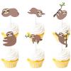 18pcs Brown Glitter The Very Sleepy Sloth Dessert Cupcake Topper Baby Shower Cute Animal Theme Decor Supplies Boys Girls Happy Birthday Party Decorations view 1