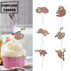 18pcs Brown Glitter The Very Sleepy Sloth Dessert Cupcake Topper Baby Shower Cute Animal Theme Decor Supplies Boys Girls Happy Birthday Party Decorations view 2