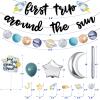 First trip Around the Sun Birthday Decorations -58pcs Outer Space 1st Birthday Banner First Trip Around the Sun Cake Toppers Solar System Party Balloons for Galaxy Party Supplies set view 3