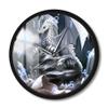 Timethink Newborn Baby Ice Dragon Metal Frame Round Clock, Silent Quartz Battery Operated White Dragon Hatching Egg Black Aluminum Frame Clock for Home Office Kids Children Bedroom Living Room view 1