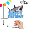 Blue Glitter Sea Creature Topper Cake Orca Shark Theme Decor Supplies Baby Shower Boys Girls Happy Birthday Party Decorations view 2