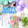 Blue Glitter Sea Creature Topper Cake Orca Shark Theme Decor Supplies Baby Shower Boys Girls Happy Birthday Party Decorations view 3