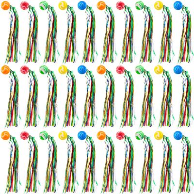 Hungdao 30 Pcs Bouncy Balls Bulk with Colorful Streamers, Large Rubber High Bounce Balls for Kids Party Favors, Piata Fillers, Goodie Bag Stuffers, Carnival Prizes, Classroom Rewards