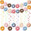 34 Pcs Donut Party Decorations Include 2 Pcs Donut Garland Banner and 32 Pcs Donut Hanging Swirl Party Supplies for Birthday Baby Shower Grow Up Party Favors view 1