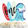 Blue Glitter One Surf Cake Topper 1 Year Old Theme Decor Supplies Baby Shower Boys Girls Happy Birthday Summer Party Decorations view 1