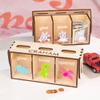 Kids Cartoon Wooden Piggy Banks, Decorative Unicorn Patterns Give Save Spend with 3 Shadow Boxes and Holes, Engraving Name Large Capacity Save Coin Money Box, Christmas Birthday Gift for Kids Toddler view 4