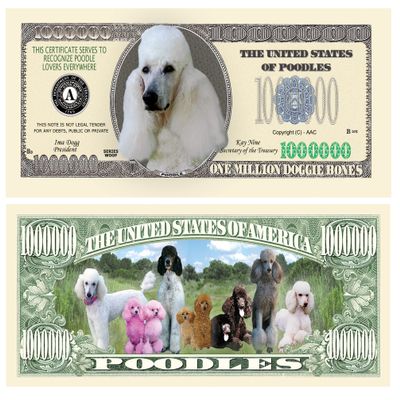 American Art Classics Pack of 100 - Poodle $Million Dollar$ Novelty Bill Collectible - Best Gift for Poodle Lovers