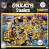 MasterPieces 500 Piece Steelers Puzzle  Officially Licensed NFL Pittsburgh Steelers All-Time Greats Jigsaw for Adults and Fans  Bold Artwork, Eco-Friendly, Durable 15" x 21" Sports Collectible view 1