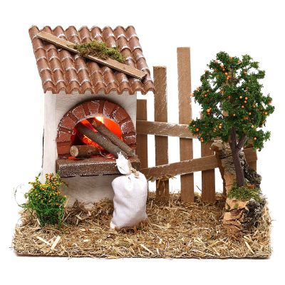 Holyart Miniature Oven with Fence, for 8-10 Nativity Figures