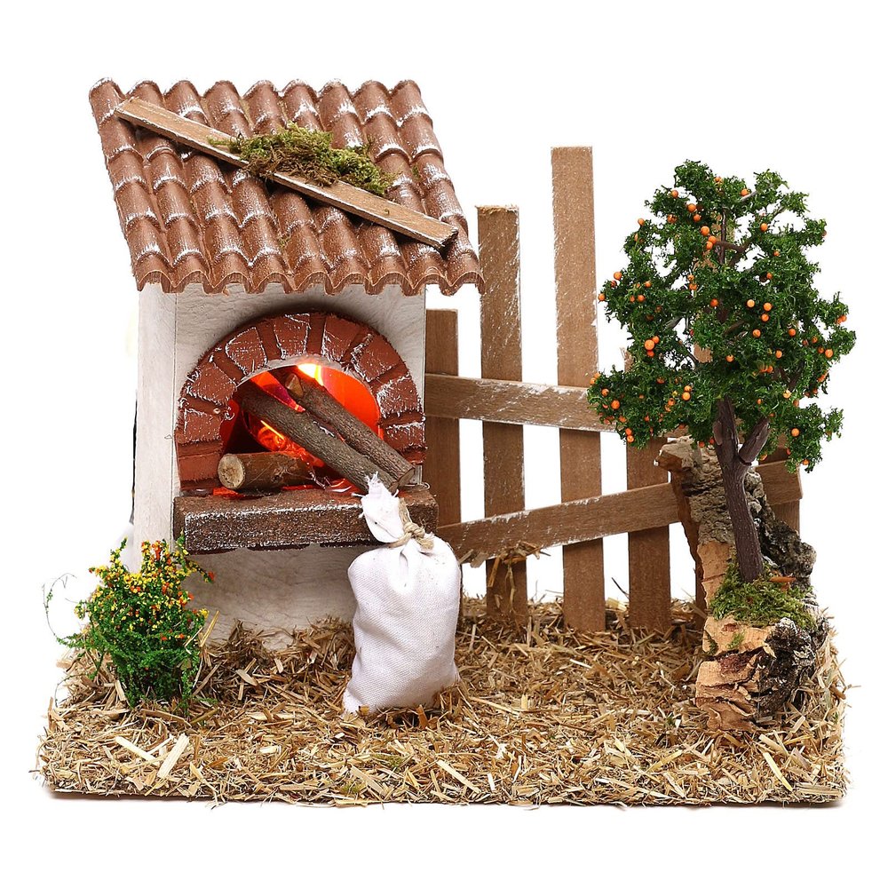 Holyart Miniature Oven with Fence, for 8-10 Nativity Figures