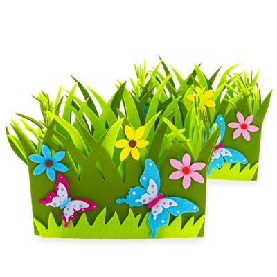 BestPysanky Set of 2 Spring Flowers and Butterflies Easter Felt Decorative Centerpiece