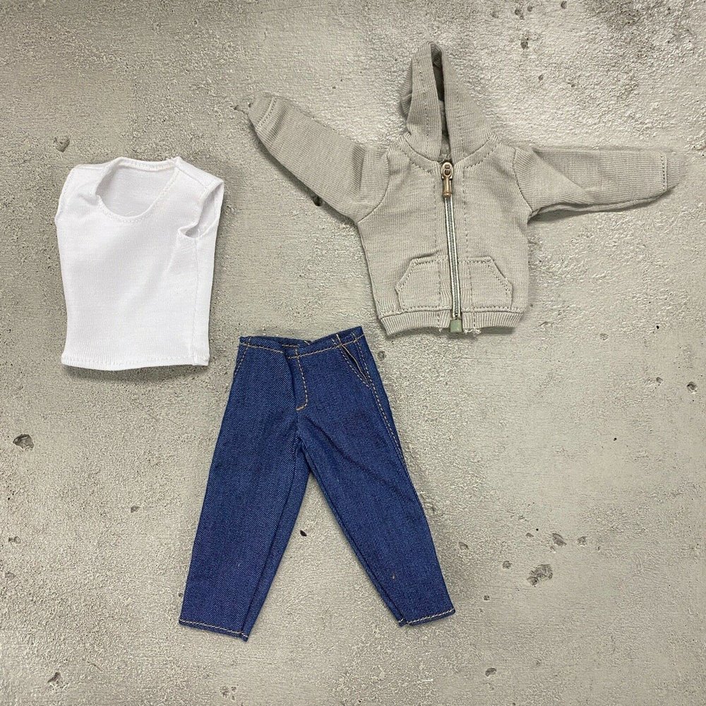 1/12 Scale Miniature Hoodie Tank Top and Jeans for Marvel Legends Muscular or 7" WWE Body (Figure NOT Included)