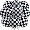 12 Pack 18 Inch Checkered Racing Balloons Helium Foil Mylar Black and White Checkered Balloons for Race Car Themed Party Birthday Festival Decorations Supplies view 1