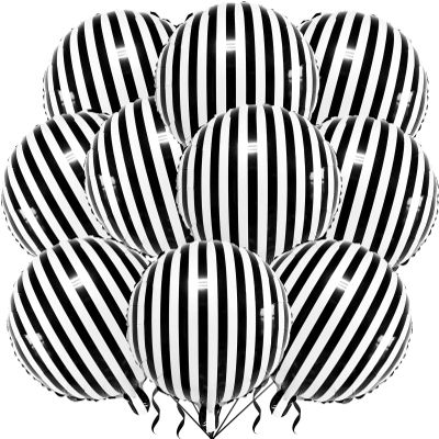 12 Pack 18 Inch Striped Balloons Black and White Striped Balloons for Birthday Baby Shower Parties Decorations Supplies