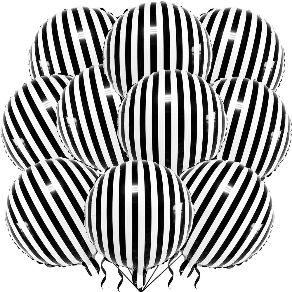 12 Pack 18 Inch Striped Balloons Black and White Striped Balloons for Birthday Baby Shower Parties Decorations Supplies